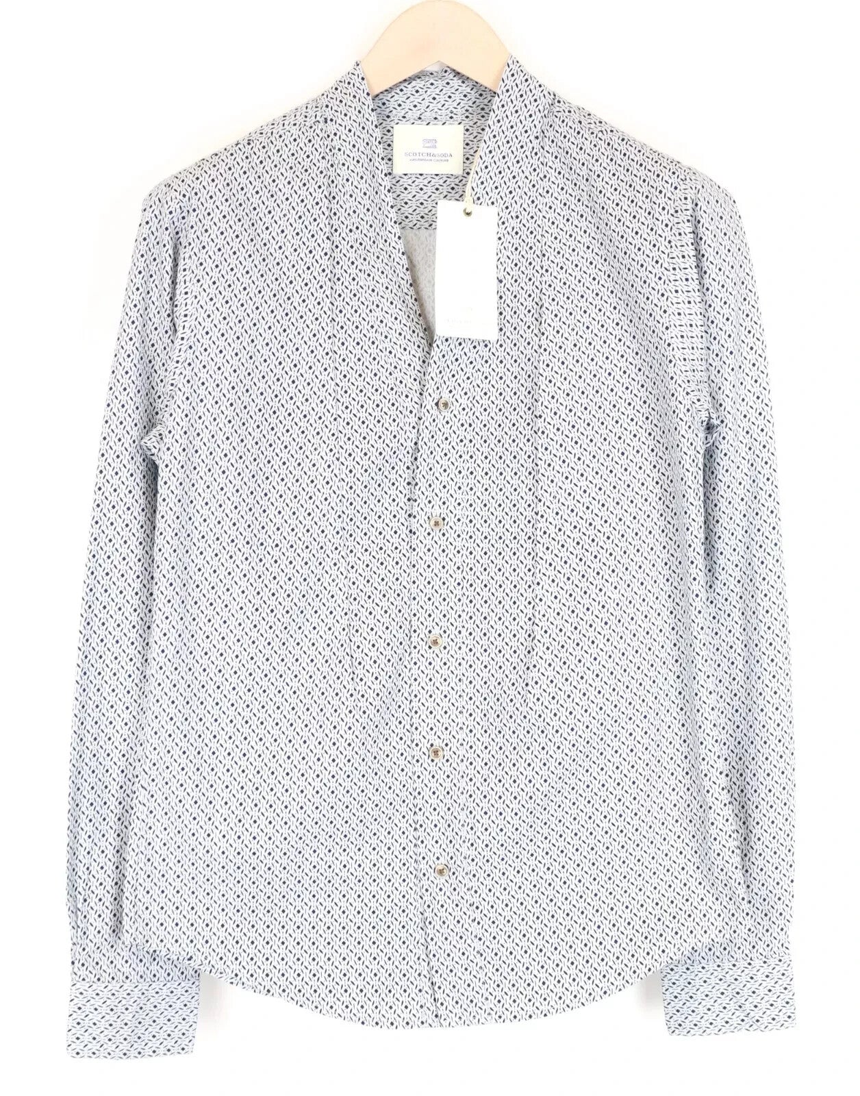 SCOTCH & SODA Ams Couture S Men Shirt White Cotton Long Sleeve Patterned