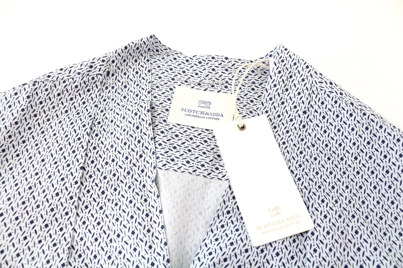 SCOTCH & SODA Ams Couture S Men Shirt White Cotton Long Sleeve Patterned