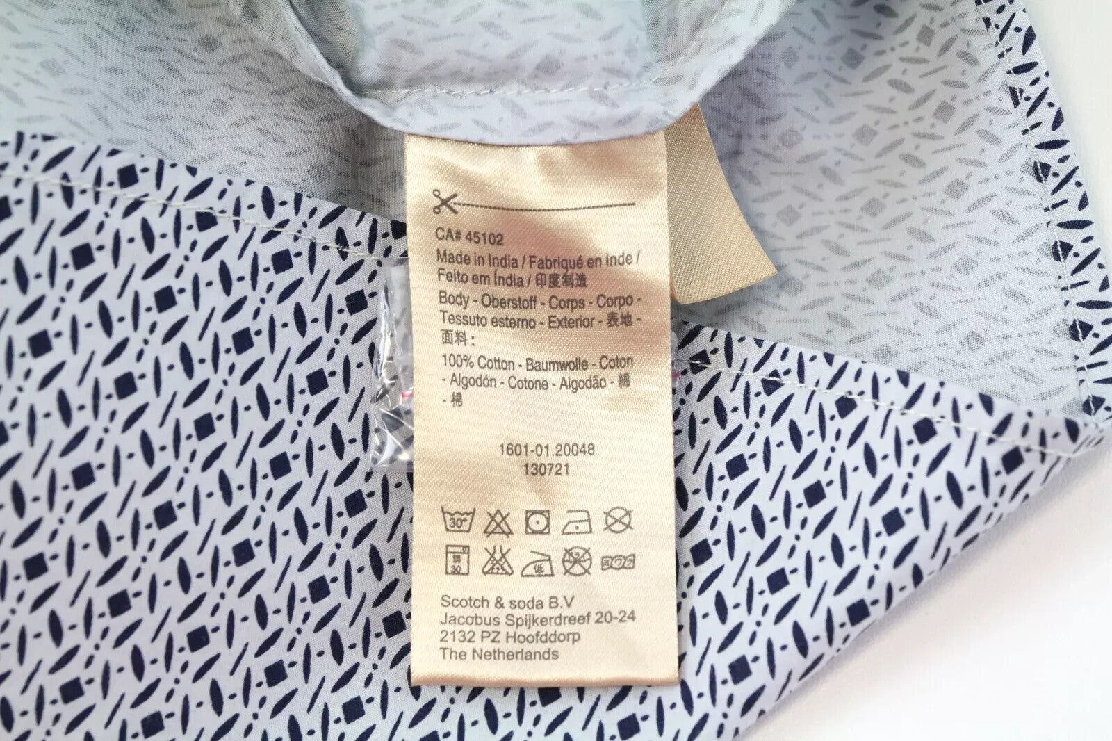 SCOTCH & SODA Ams Couture S Men Shirt White Cotton Long Sleeve Patterned