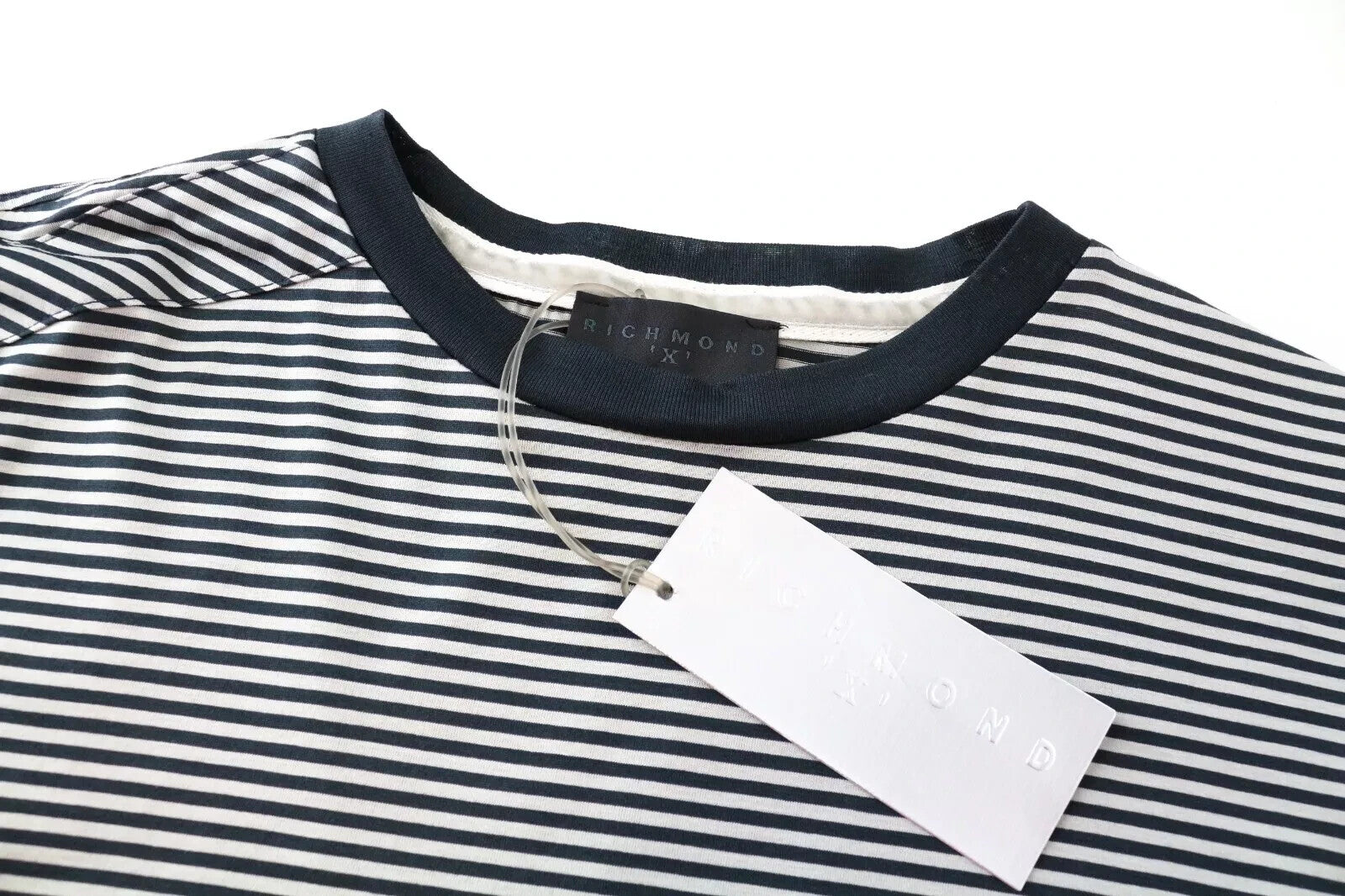 RICHMOND vyriški marškinėliai pilki medvilniniai dryžuoti trumpomis rankovėmis vasariniai L 