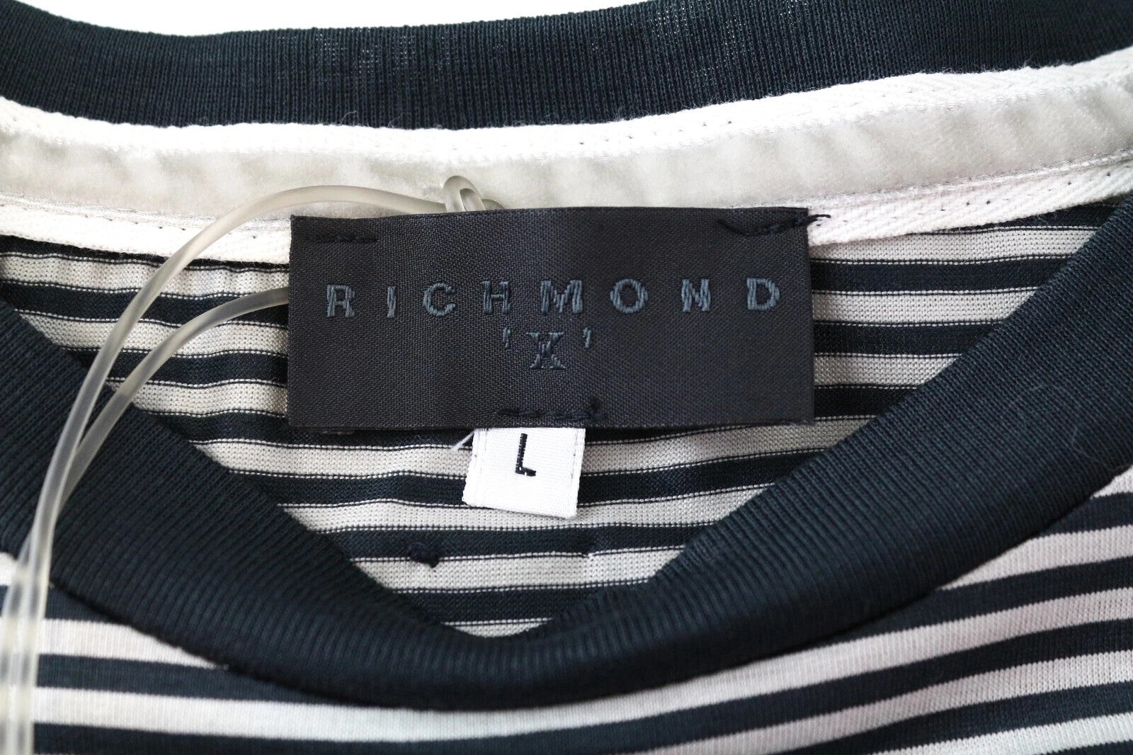 RICHMOND vyriški marškinėliai pilki medvilniniai dryžuoti trumpomis rankovėmis vasariniai L 