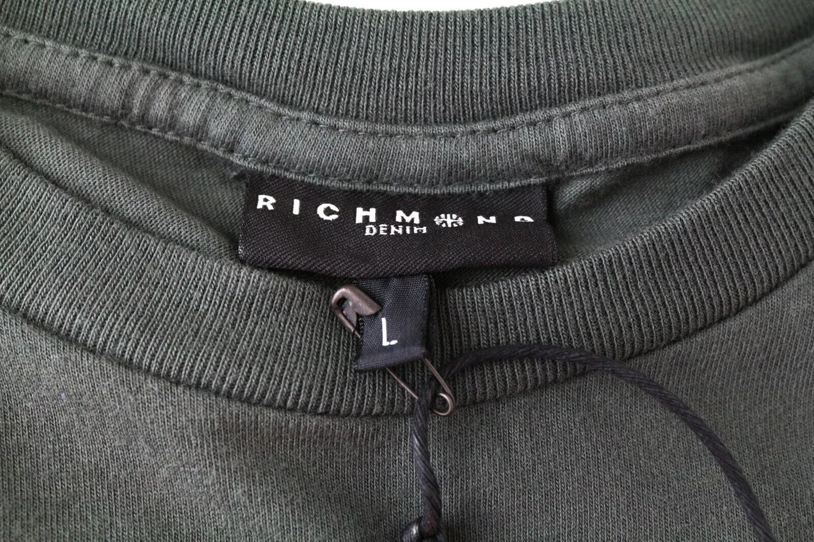 RICHMOND vyriški marškinėliai L dydžio žali medvilniniai marškinėliai trumpomis rankovėmis laisvalaikio stiliaus 