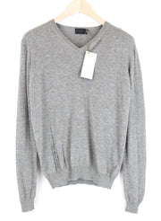 RICHMOND M/L Men Sweatshirt Grey Wool Pullover Ripped Long Sleeve