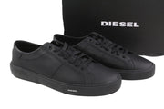 DIESEL S-Mydori Lc vyriški sportbačiai, juodos odos, suvarstomi, žema pado pamušalu, EU45, su logotipu, RRP 200 € 