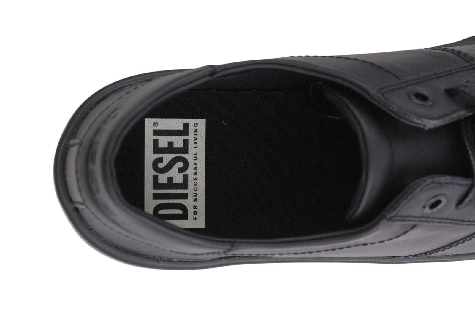 DIESEL S-Mydori Lc vyriški sportbačiai, juodos odos, suvarstomi, žema pado pamušalu, EU45, su logotipu, RRP 200 € 
