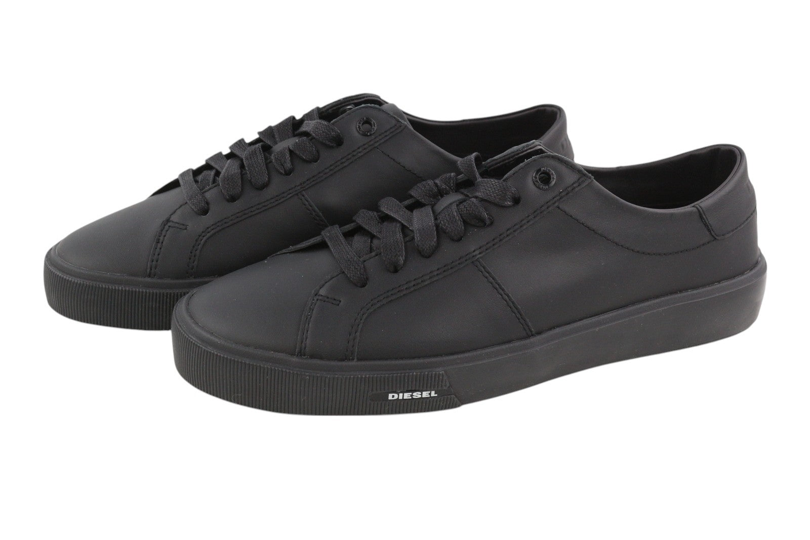 DIESEL S-Mydori Lc vyriški sportbačiai, juodos odos, suvarstomi, žema pado pamušalu, EU45, su logotipu, RRP 200 € 