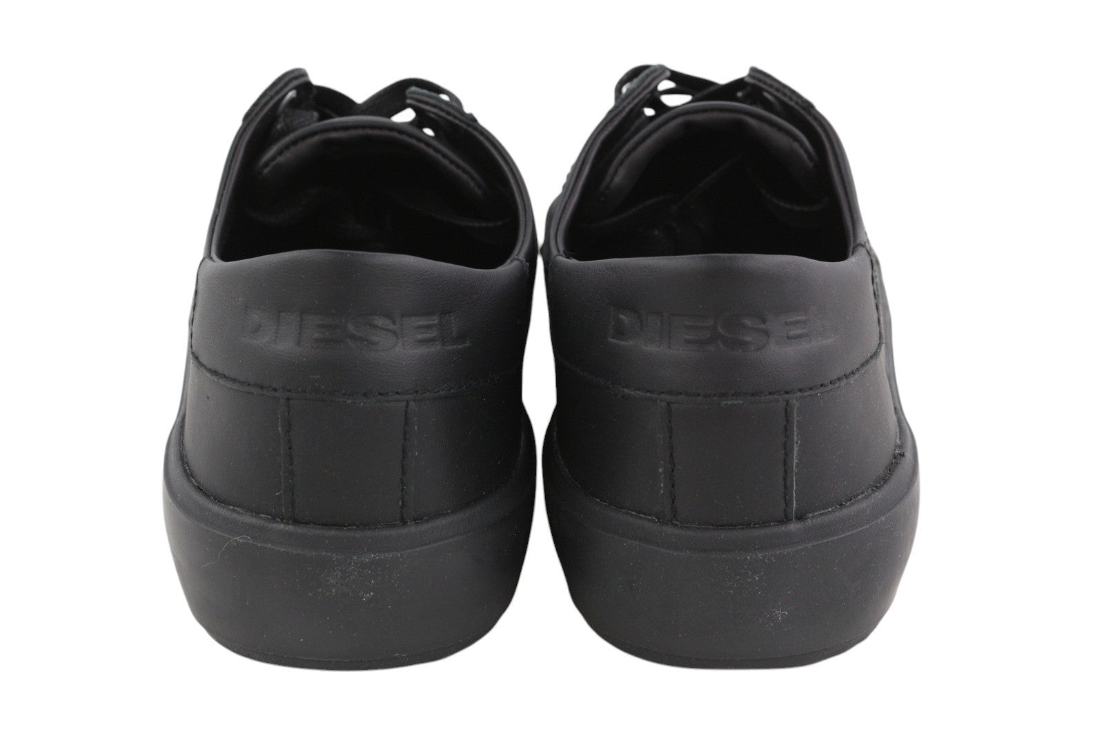 DIESEL S-Mydori Lc vyriški sportbačiai, juodos odos, suvarstomi, žema pado pamušalu, EU45, su logotipu, RRP 200 € 