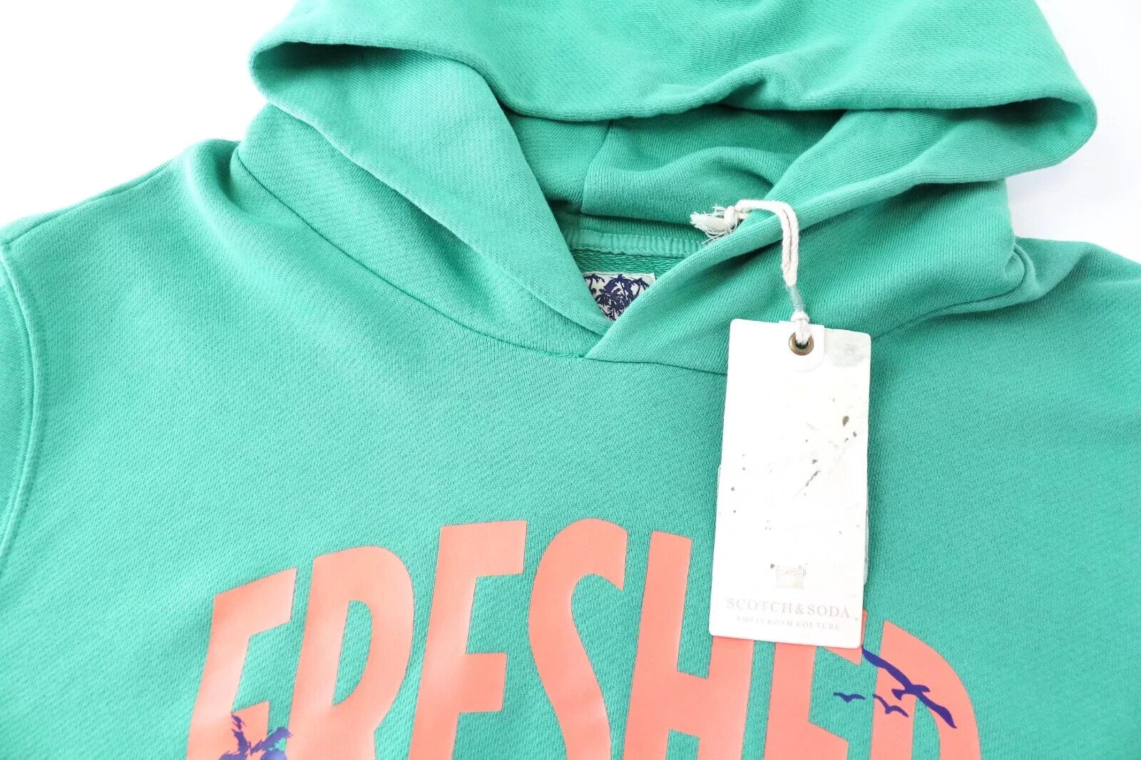 SCOTCH &amp; SODA M žalias vyriškas megztinis su gobtuvu, medvilninis Ams Couture 