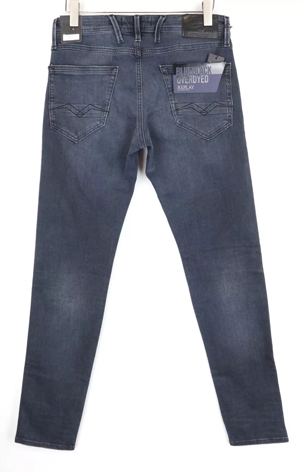REPLAY Anbass vyriški džinsai W30/L34, skalbtos mėlynos medvilnės tamprės, plonos... 