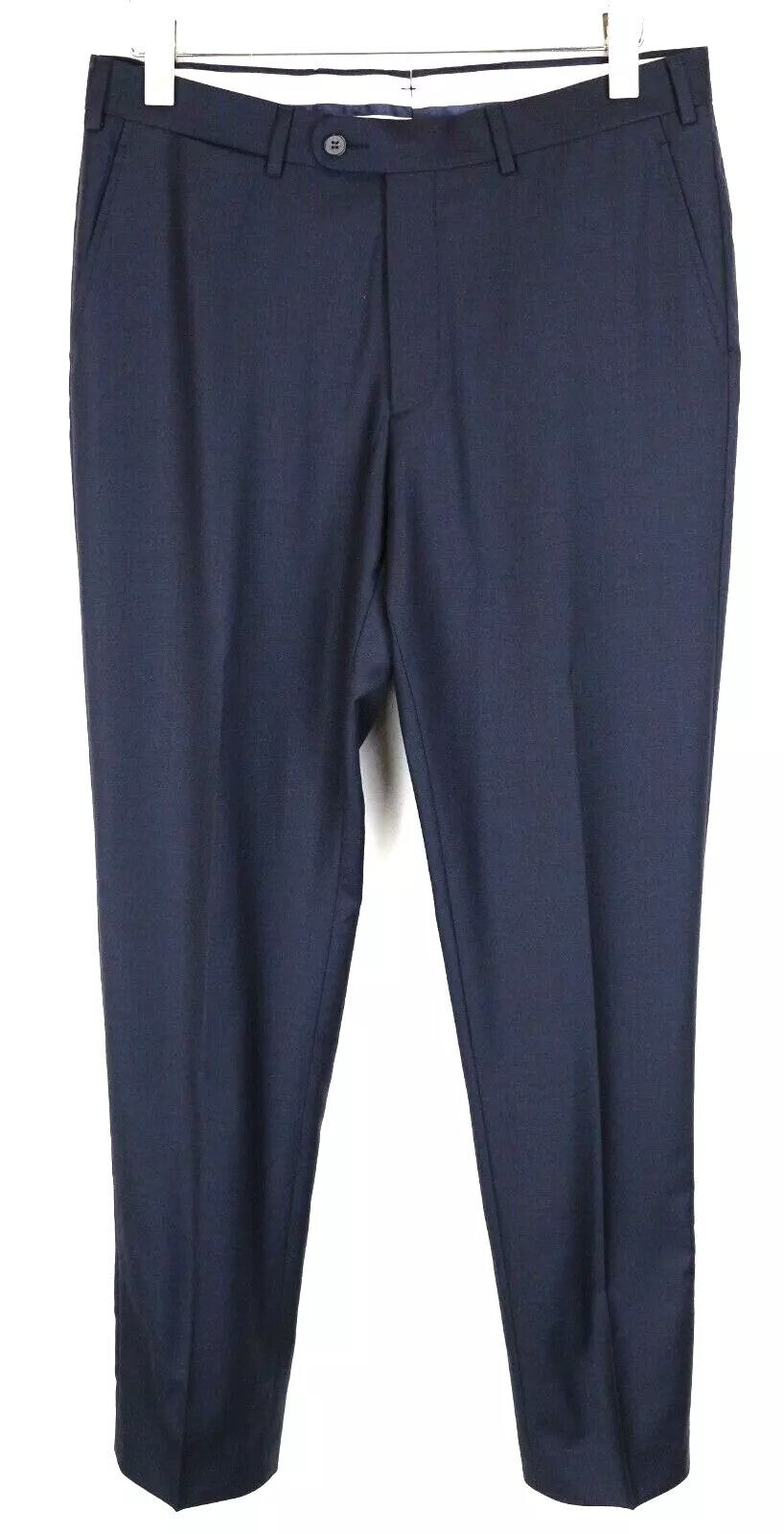 SUITSUPPLY Brescia UK38L Navy Wool Men Trousers Classic Pleated & Lined