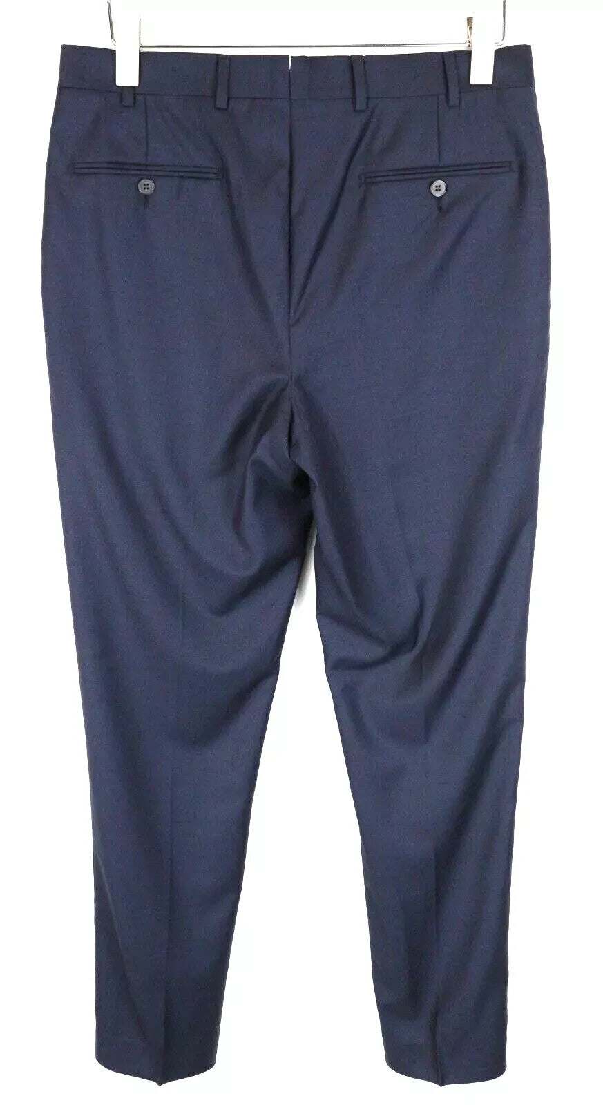 SUITSUPPLY Brescia UK38L Navy Wool Men Trousers Classic Pleated & Lined