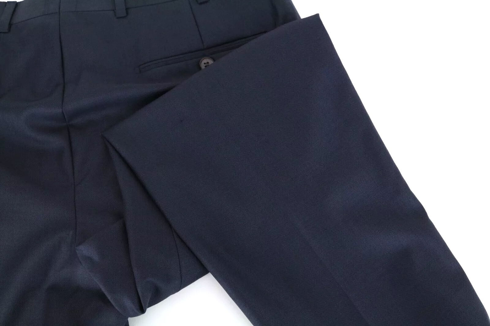 SUITSUPPLY Brescia UK38L Navy Wool Men Trousers Classic Pleated & Lined