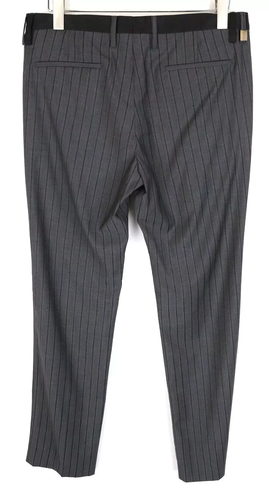 RICHMOND Formal Men Pants 48 Grey Wool Stripe Pleated Slit Pockets