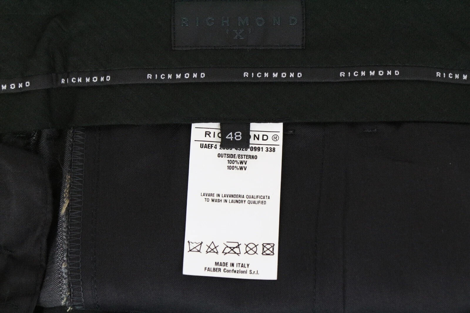 RICHMOND Formal Men Pants 48 Grey Wool Stripe Pleated Slit Pockets