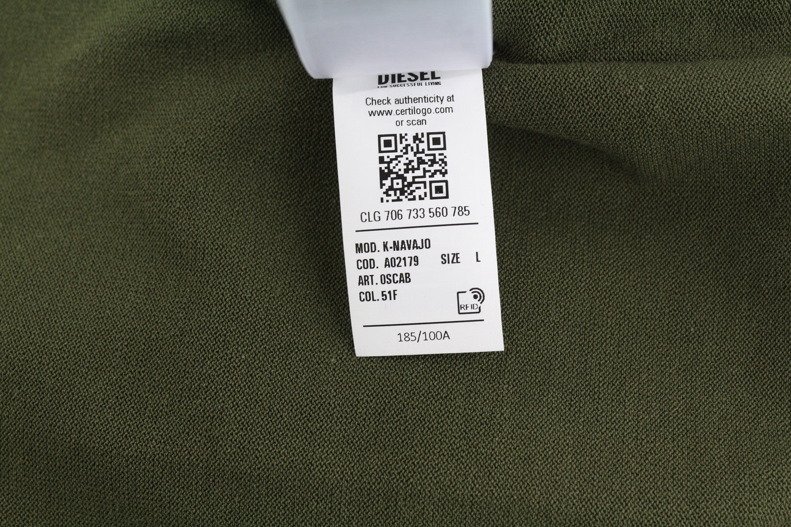 DIESEL K-Navajo vyriškas megztinis L, žalias, megztinis su apvalia kaklo iškirpte, užlopytomis kišenėmis, RRP 140 € 