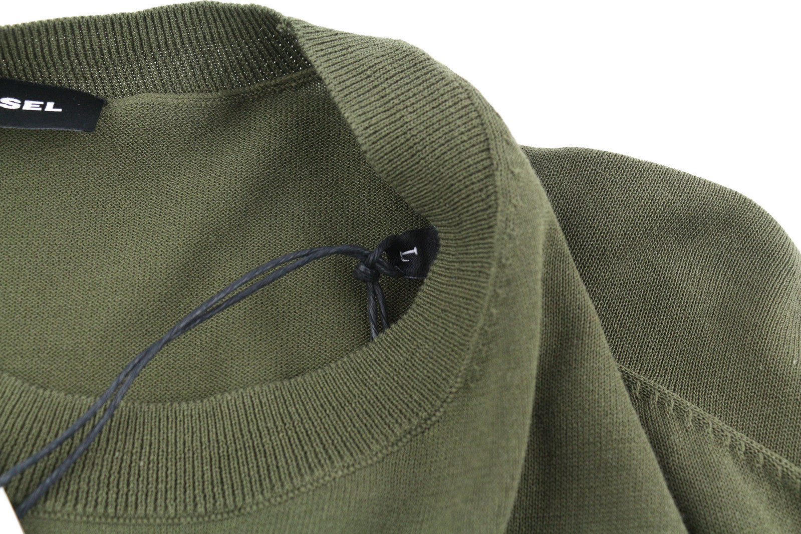 DIESEL K-Navajo vyriškas megztinis L, žalias, megztinis su apvalia kaklo iškirpte, užlopytomis kišenėmis, RRP 140 € 