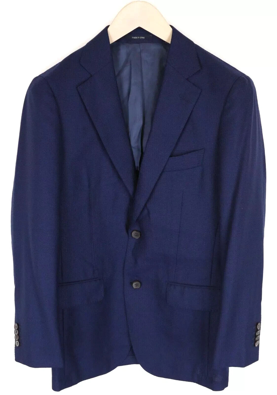 SUITSUPPLY Havana Men Blazer UK34R Blue Wool Single-Breasted Notch Lapel
