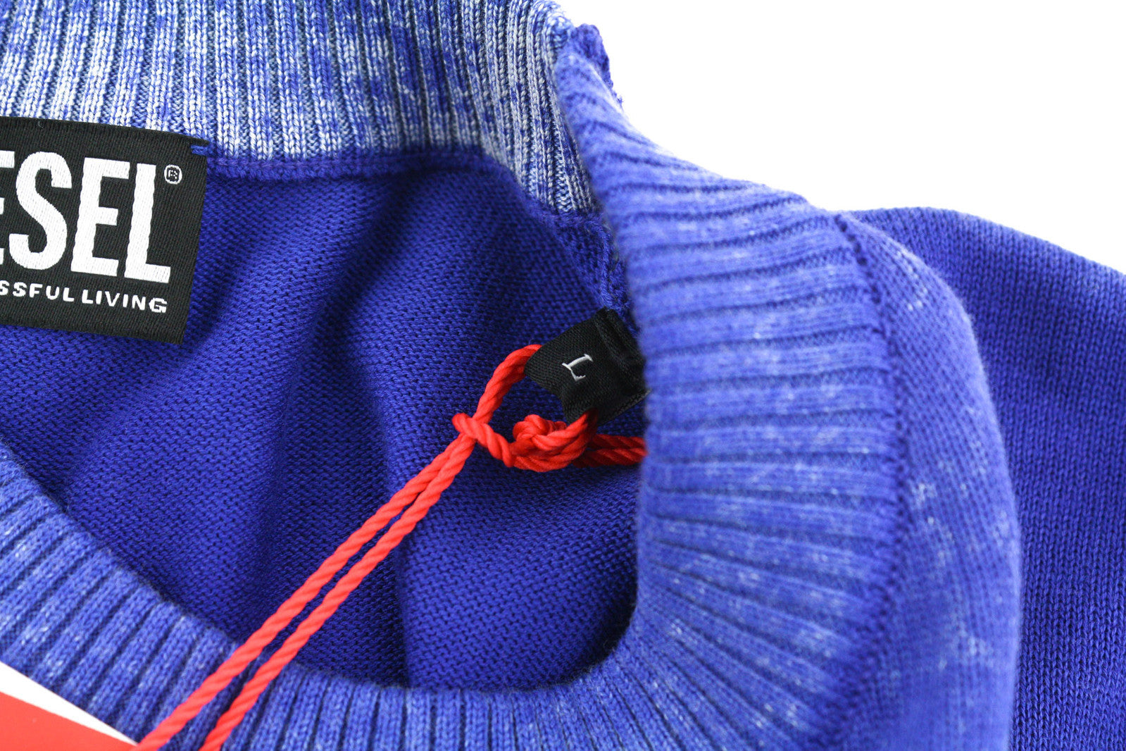 DIESEL K-Larence vyriškas megztinis L dydžio, skalbto efekto, megztas, mėlynas, RRP 225 € 