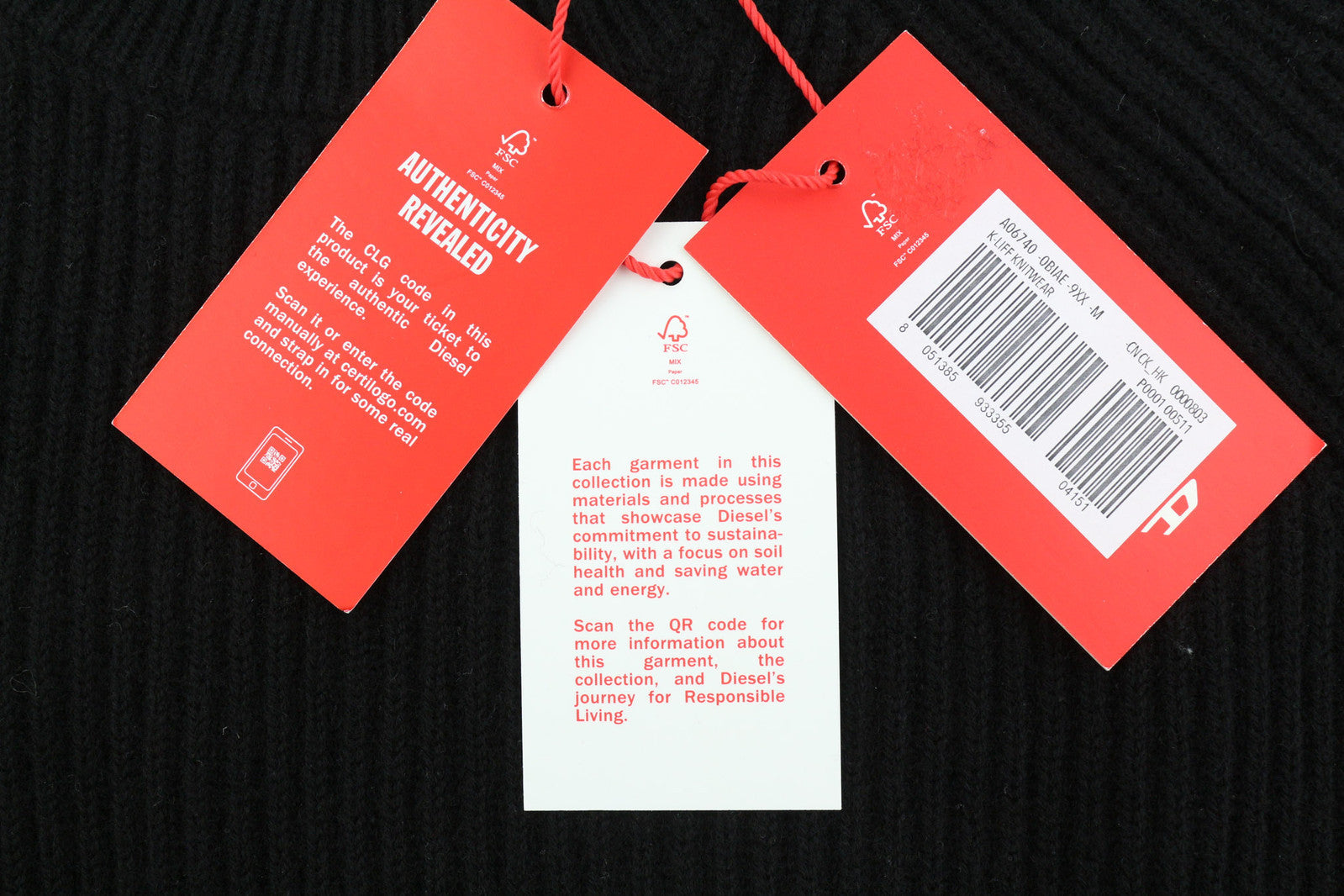 DIESEL K-Liff vyriškas megztinis M, juodas, vilnonis megztinis su apvalia kaklo iškirpte, rekomenduojama mažmeninė kaina – 275 € 