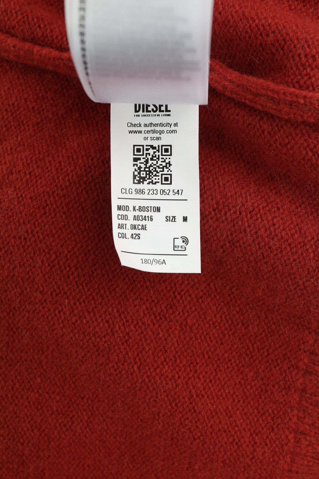 DIESEL K-Boston vyriškas megztinis M, raudonas, vilnonis, kašmyro megztinis, RRP 250 € 