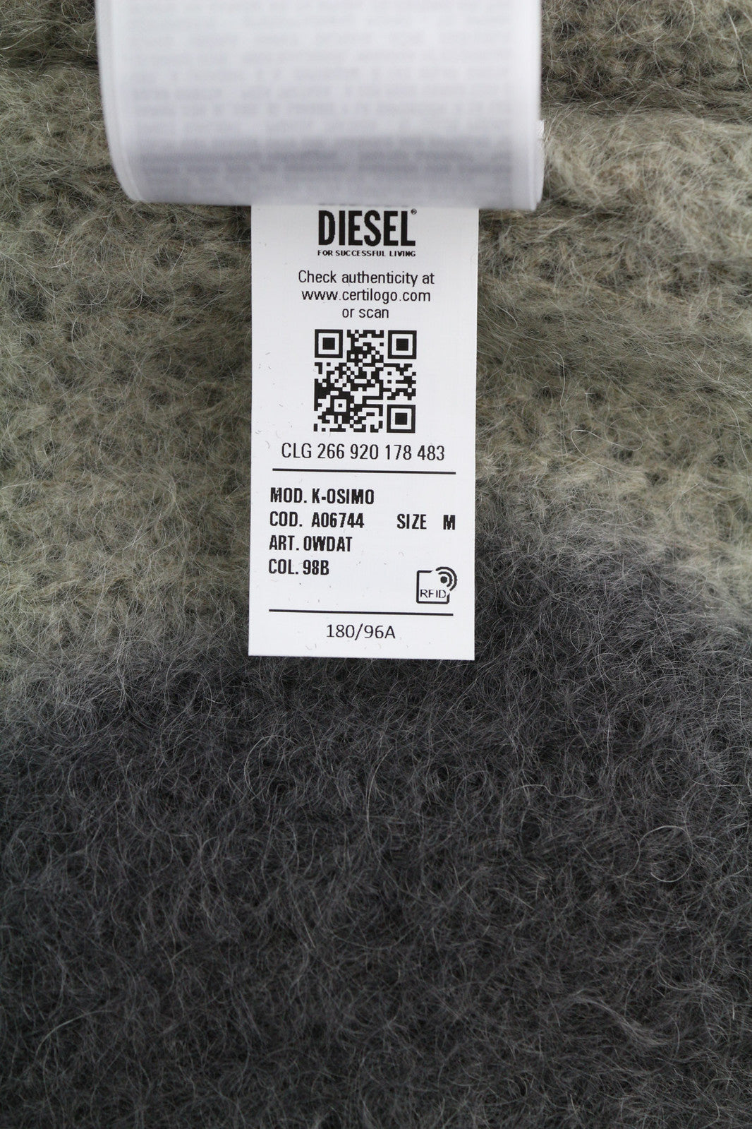 DIESEL K-Osimo vyriškas megztinis M, megztas iš moherio vilnos mišinio, pilkas, RRP 350 € 