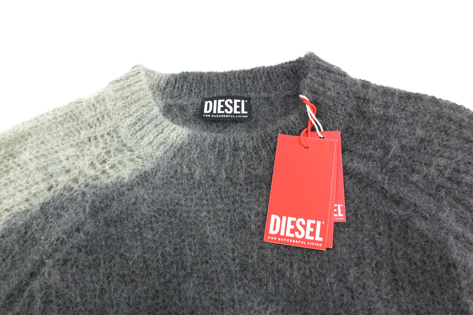 DIESEL K-Osimo vyriškas megztinis M, megztas iš moherio vilnos mišinio, pilkas, RRP 350 € 
