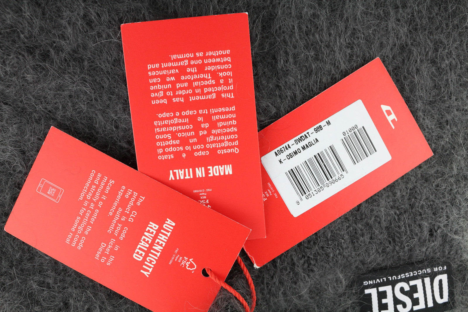 DIESEL K-Osimo vyriškas megztinis M, megztas iš moherio vilnos mišinio, pilkas, RRP 350 € 