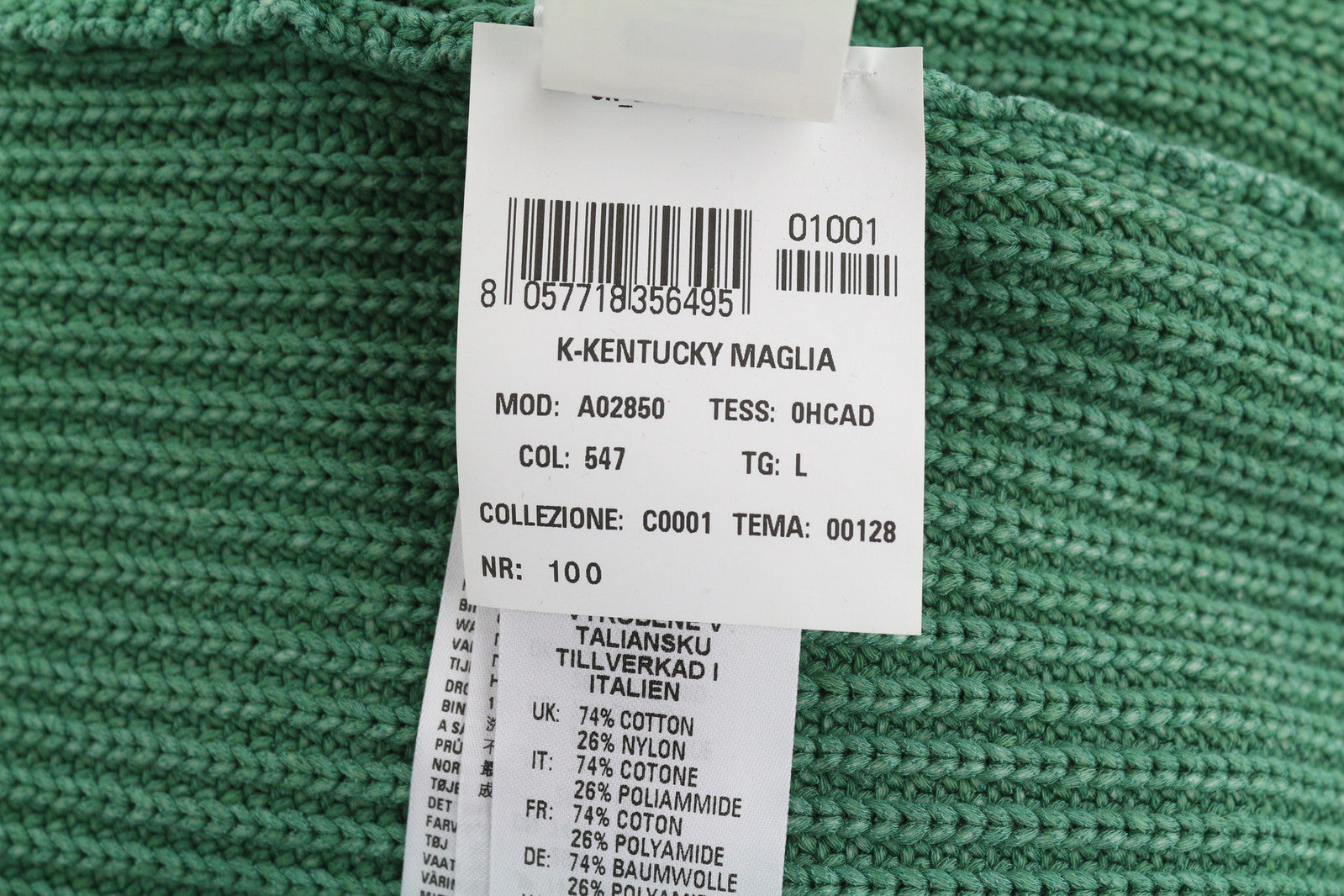 DIESEL K-Kentucky vyriškas megztinis L dydžio su skalbto rašto efektu, megztas žalias, RRP 275 € 