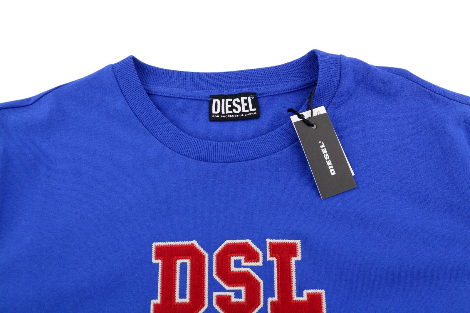 DIESEL T-Just-B85 vyriški marškinėliai, L dydžio, mėlyni, trumpomis rankovėmis, apvalia apykakle, medvilniniu trikotažu. 