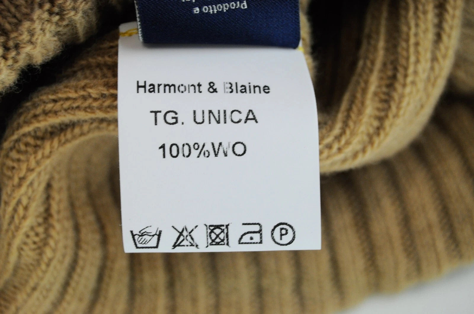 HARMONT &amp; BLAINE vyriška kepurė OS unisex ruda vilnonė megzta žieminė kepurė su logotipu 
