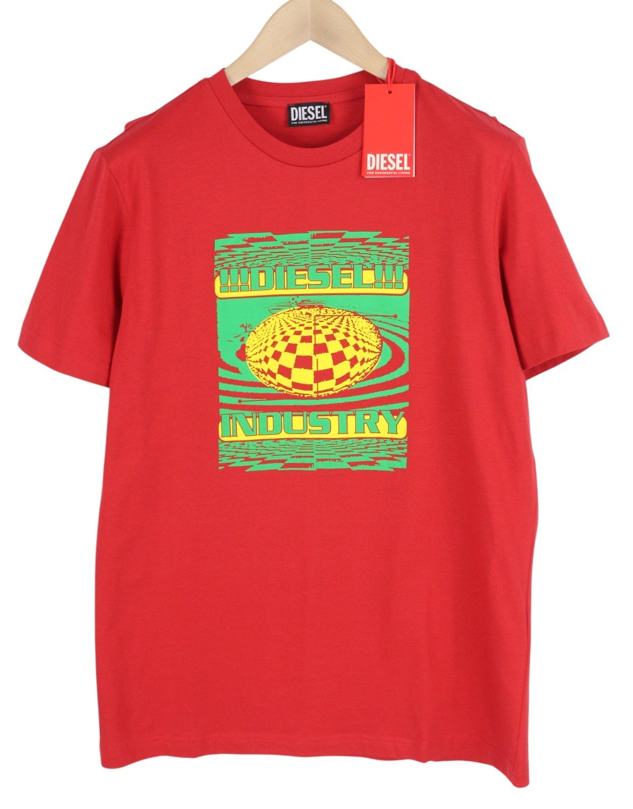 DIESEL T-Diegor-K50 vyriški marškinėliai M, raudoni, trumpomis rankovėmis, apvalia apykakle, medvilniniai trikotažiniai marškinėliai. 