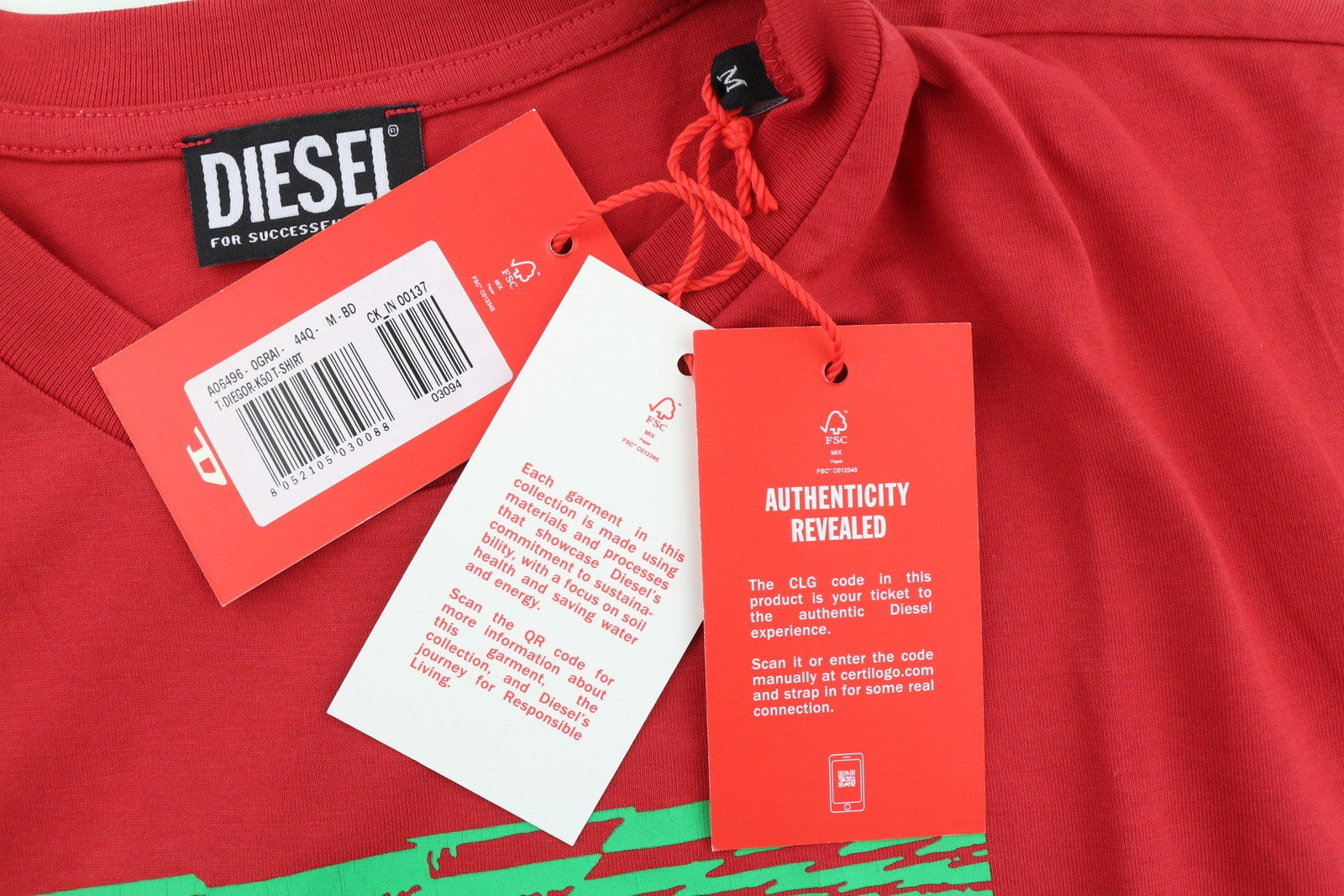 DIESEL T-Diegor-K50 vyriški marškinėliai M, raudoni, trumpomis rankovėmis, apvalia apykakle, medvilniniai trikotažiniai marškinėliai. 