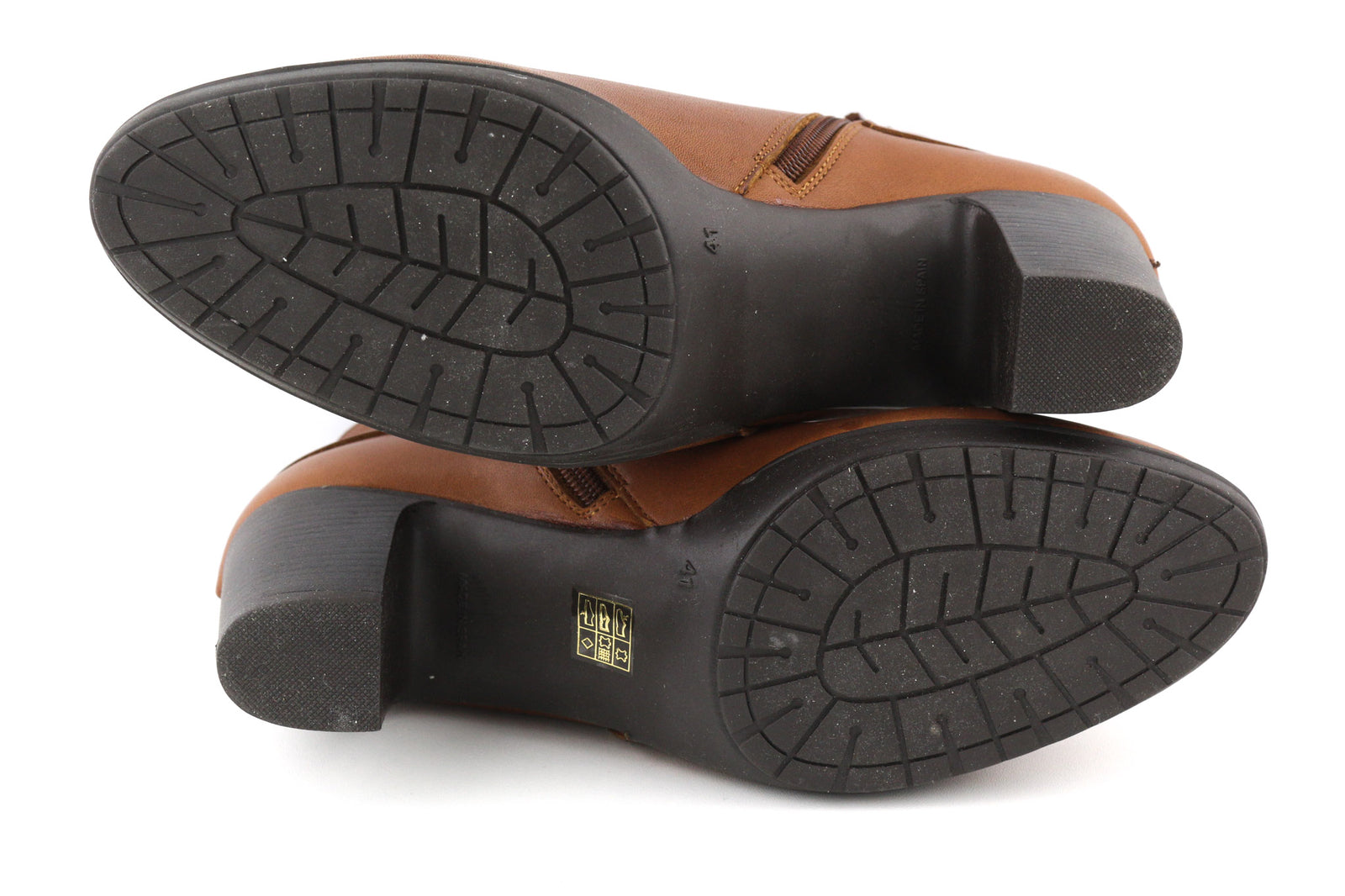 BLUEGENEX Napa Cuero moteriški aulinukai, rudi, odiniai, migdolų formos nosys, užtrauktukas, kulnas 