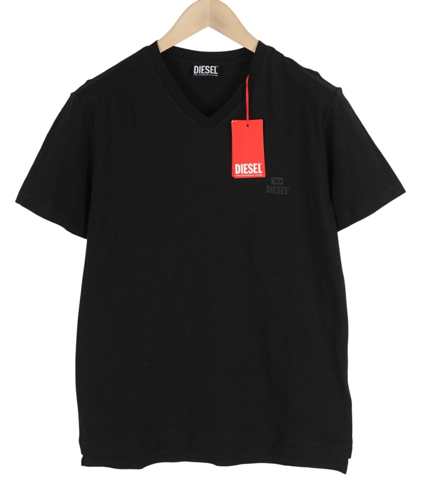 DIESEL T-Norrie-HD Men T-Shirt M Black Short Sleeved Crew Collar Cotton Tricot