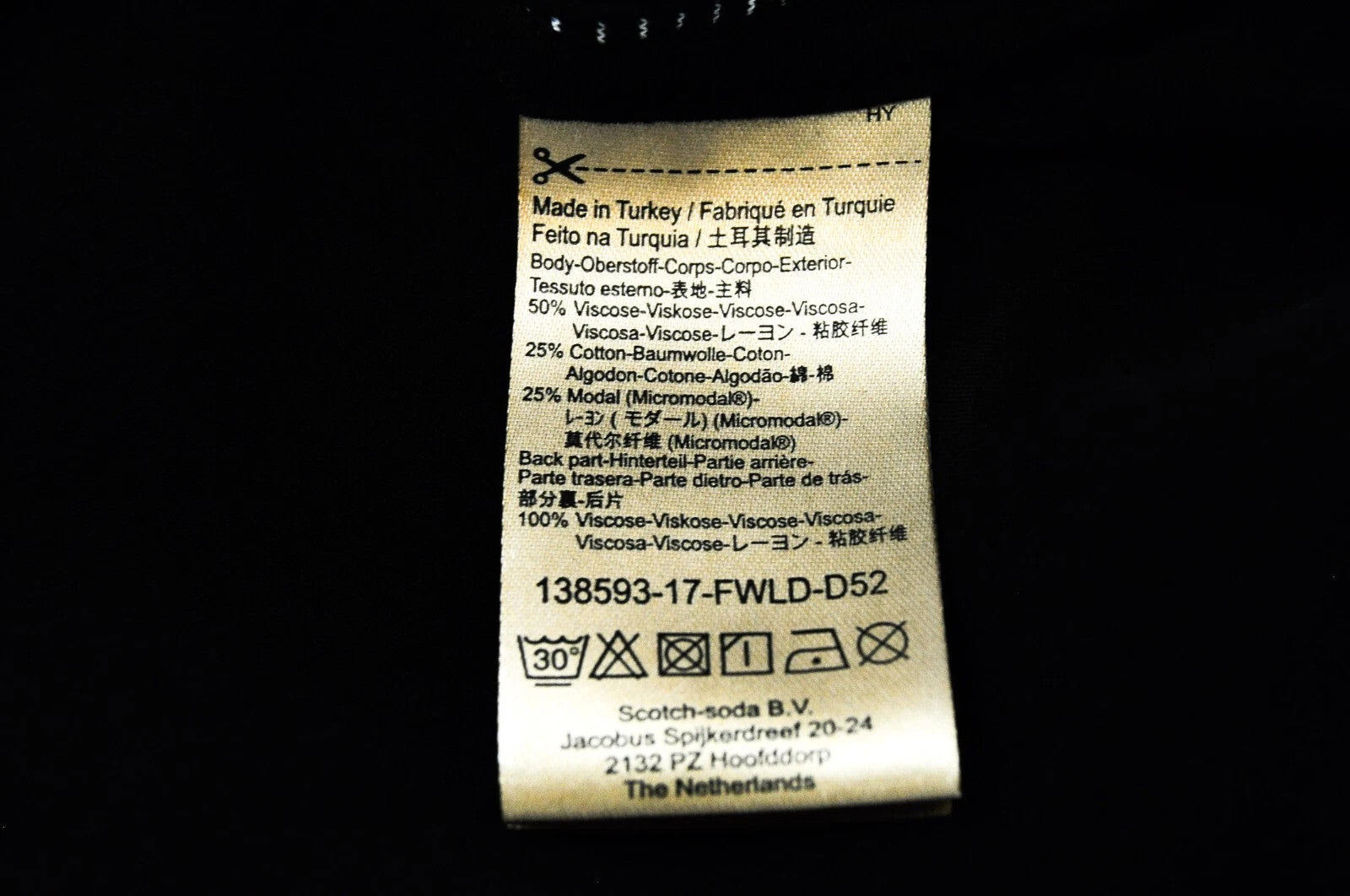 SCOTCH &amp; SODA Ams Blauw moteriški marškinėliai S, juodi dryžuoti, ilgomis rankovėmis, medvilniniai 