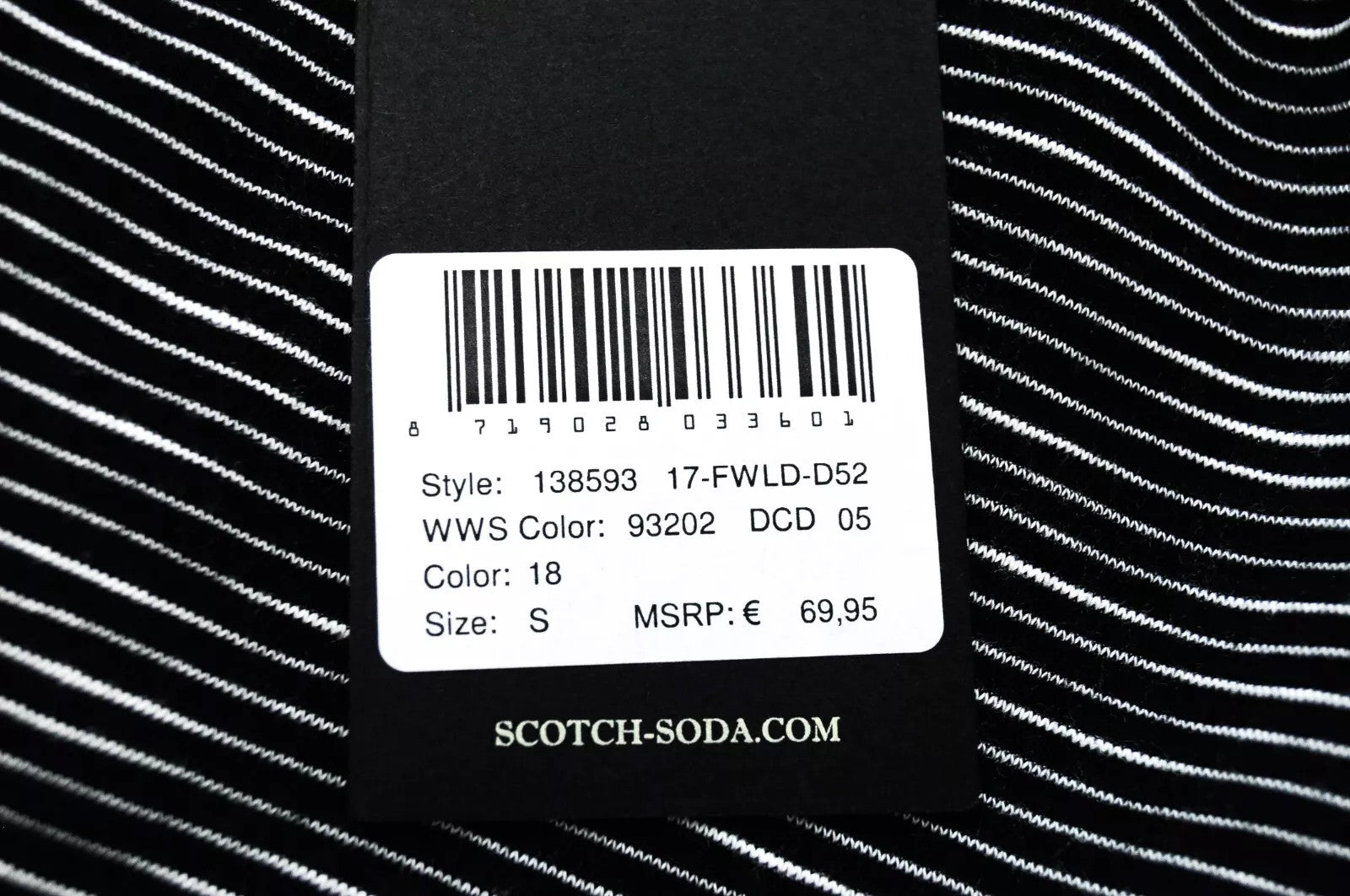 SCOTCH &amp; SODA Ams Blauw moteriški marškinėliai S, juodi dryžuoti, ilgomis rankovėmis, medvilniniai 