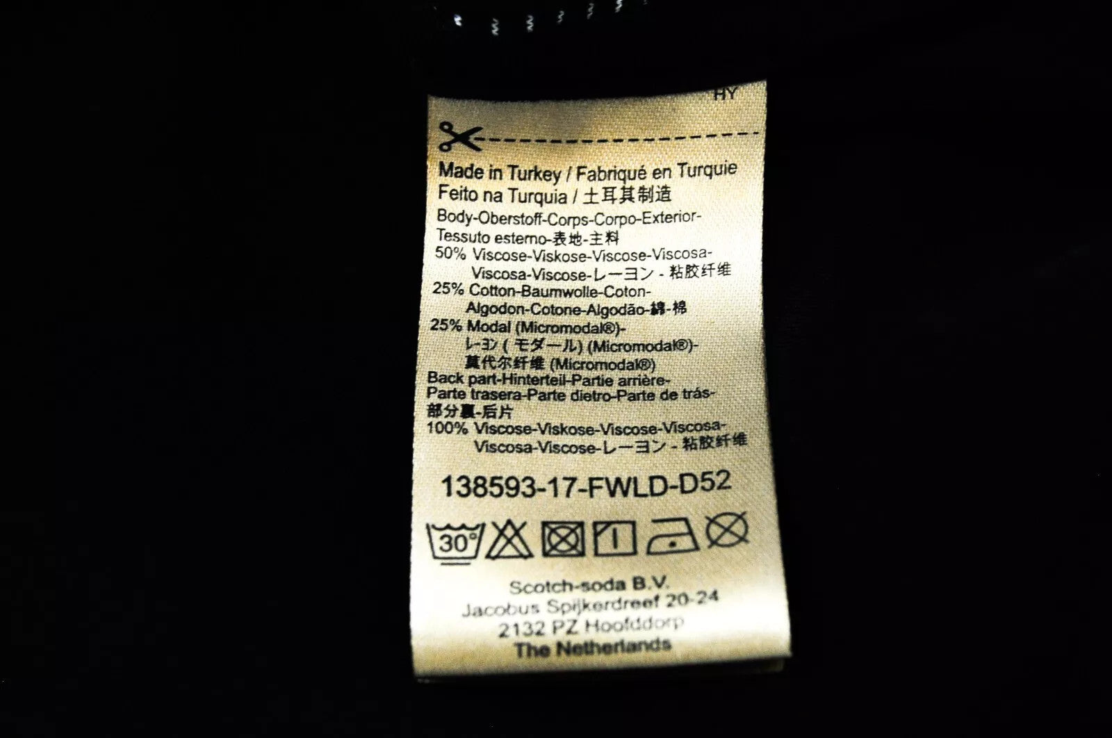 SCOTCH &amp; SODA Ams Blauw moteriški marškinėliai M, juodi dryžuoti, ilgomis rankovėmis, apvaliu kaklu 