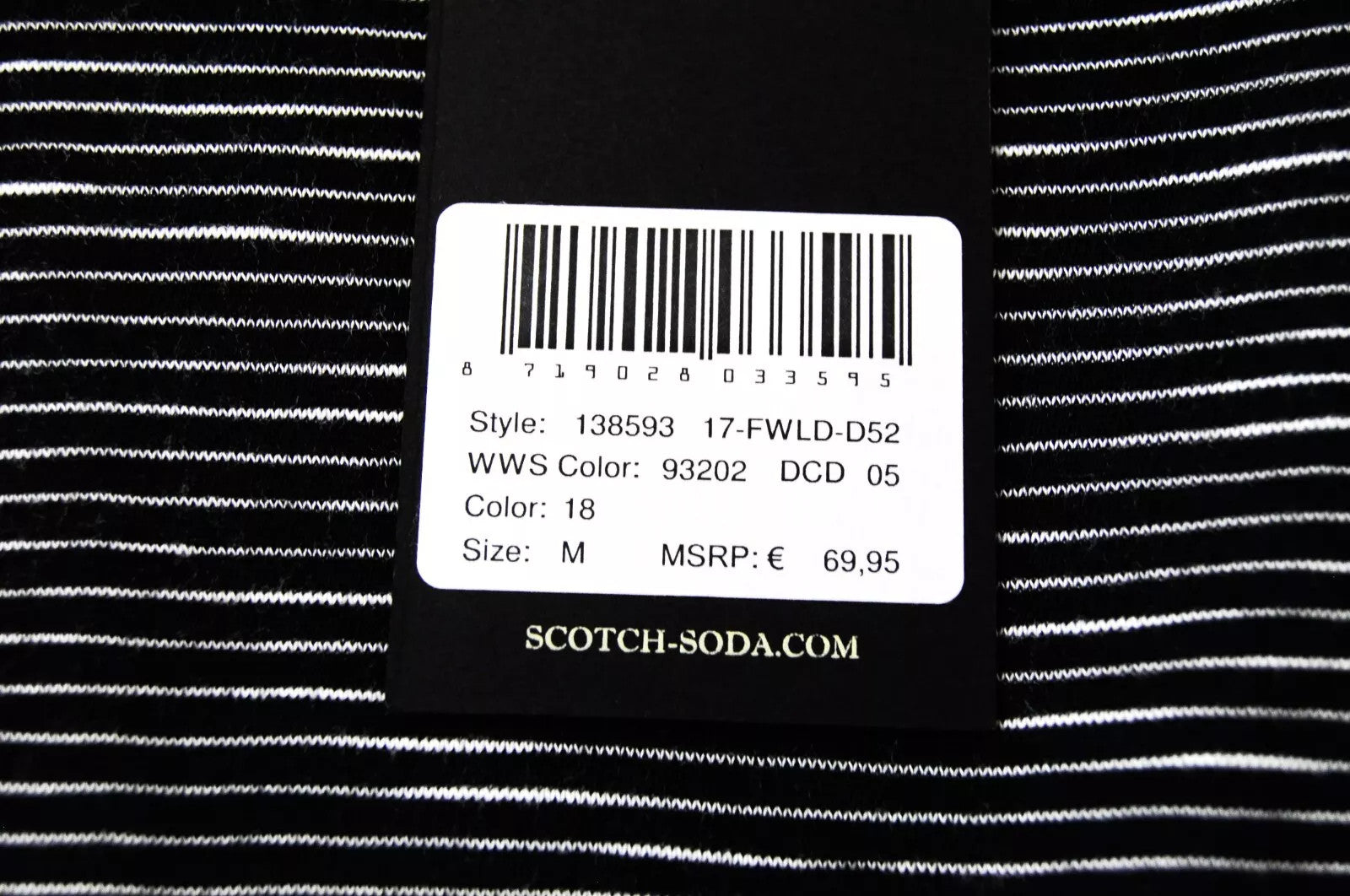 SCOTCH &amp; SODA Ams Blauw moteriški marškinėliai M, juodi dryžuoti, ilgomis rankovėmis, apvaliu kaklu 