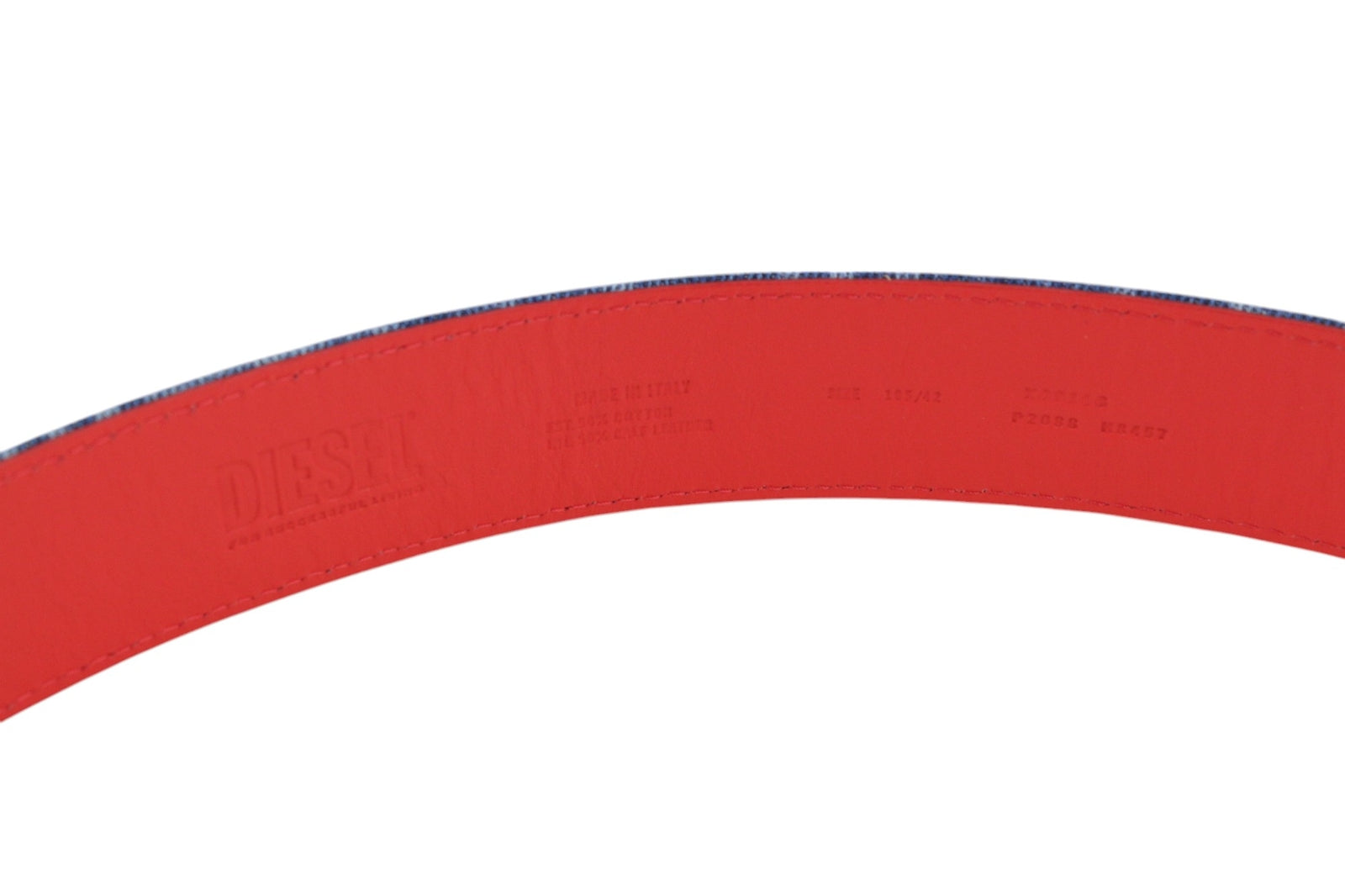 DIESEL B-Monogram Men Belt 105 cm Blue Leather Denim Logo Printed RRP€150