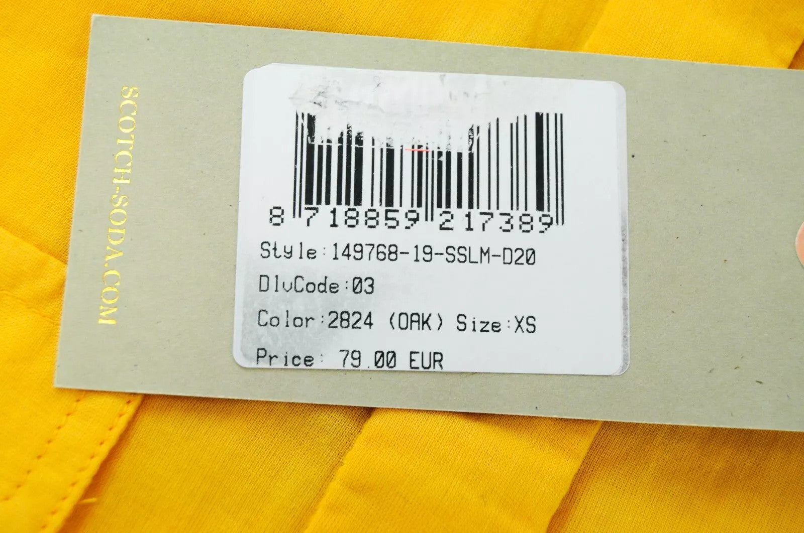 MAISON SCOTCH moteriški marškinėliai, XS dydžio, geltoni, grynos medvilnės, ilgomis rankovėmis, išskleista apykakle. 