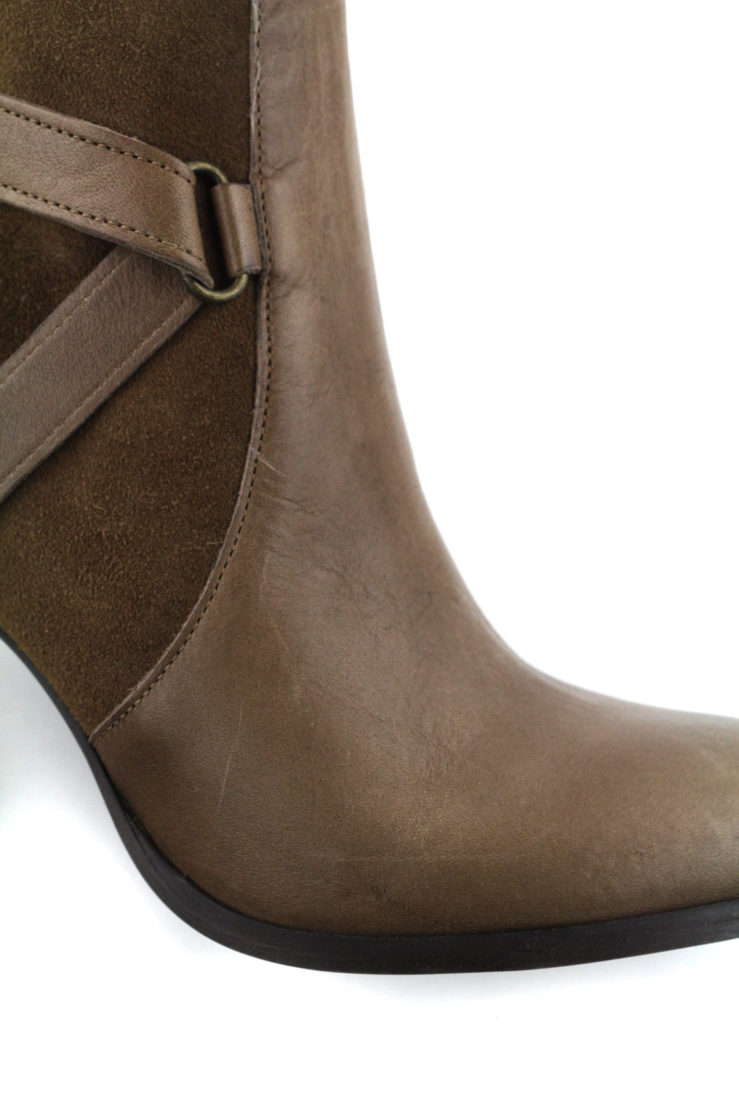 JONAK moteriški aulinukai EU39 UK6.5 rudi zomšiniai odiniai aukštakulniai su užtrauktuku ir migdolų nosimis, sagtimi 