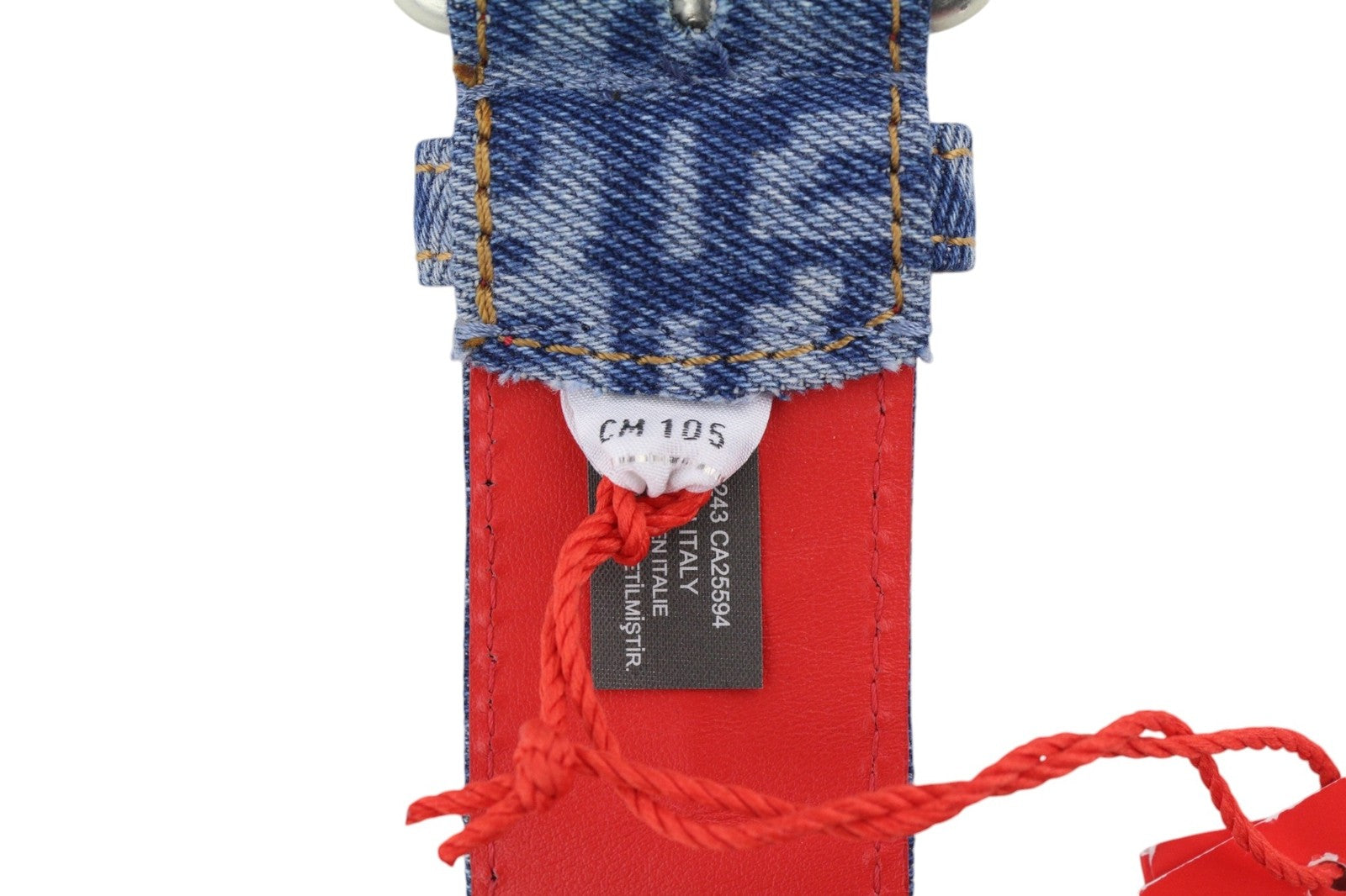 DIESEL B-Monogram vyriškas diržas 105 cm mėlynai raudonas odinis džinsinis raštas RRP 150 € 