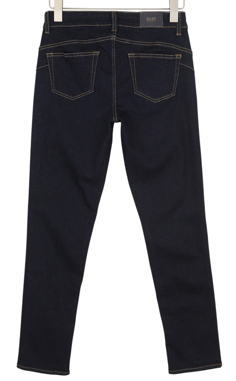 LIU JO Magnetic moteriški džinsai W28 Skinny Fit Zip Fly Denim Dark Blue Kišenėmis Logotipu 