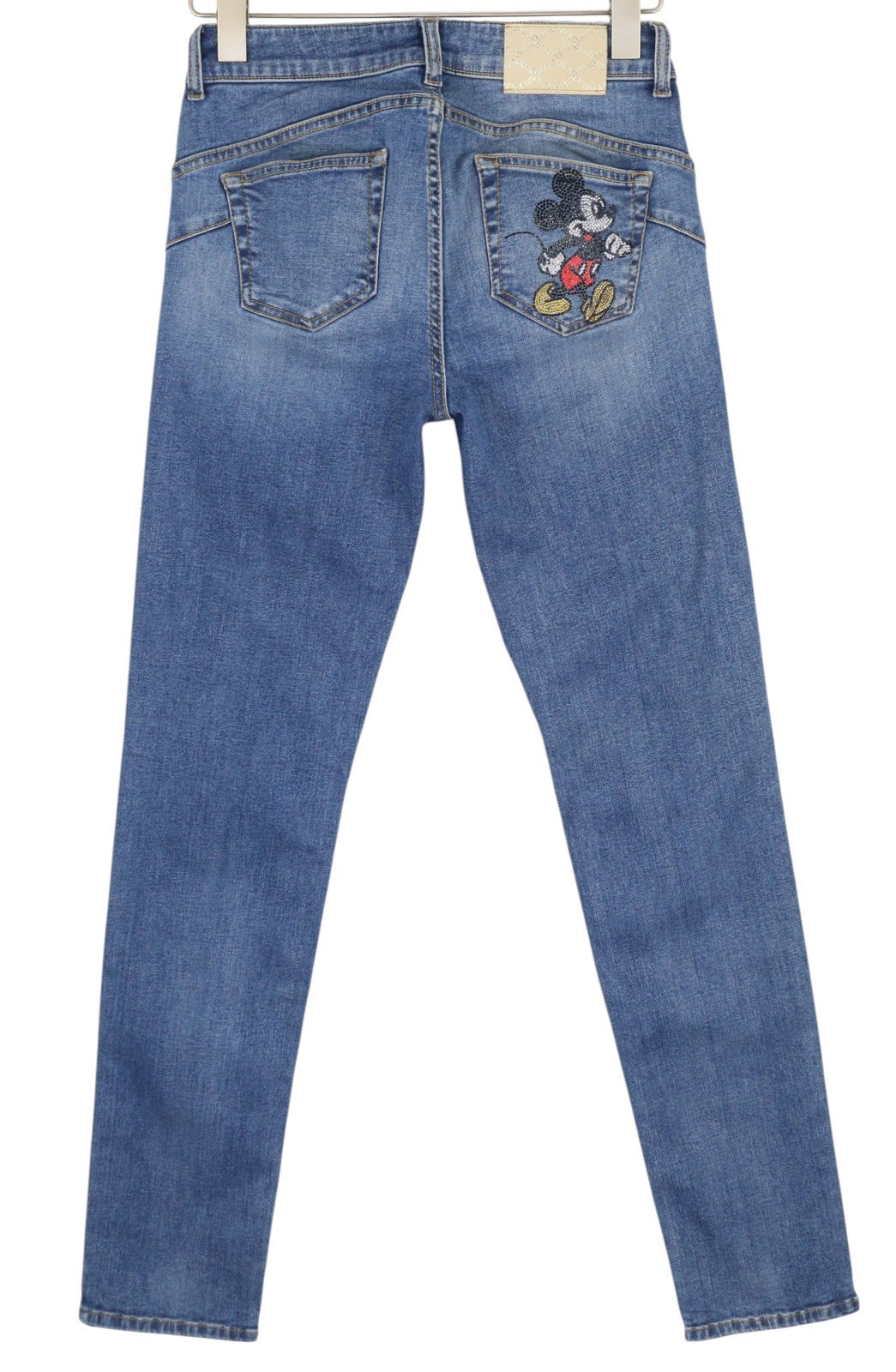 LIU JO Magnetic Women Jeans W28 Denim Blue Washed Skinny Fit Zip Mickey Mouse