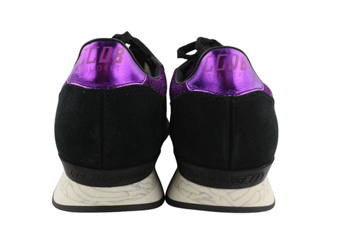 „GOLDEN GOOSE“ bėgimo bateliai moterims, 39 dydžio, violetinės juodos odos, blizgantys sportbačiai. 