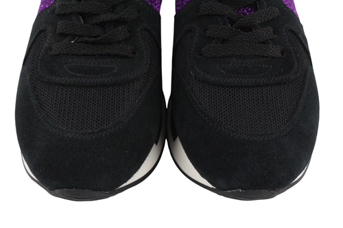 „GOLDEN GOOSE“ bėgimo bateliai moterims, 39 dydžio, violetinės juodos odos, blizgantys sportbačiai. 