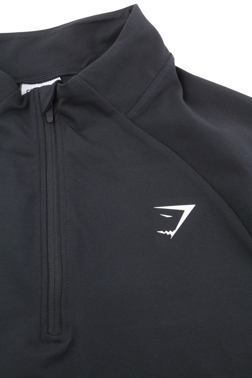 GYMSHARK B1A9R moteriškas džemperis L dydžio, juodas, ilgomis rankovėmis, su pusiau užtrauktuku, tamprus treniruočių marškinėliai 