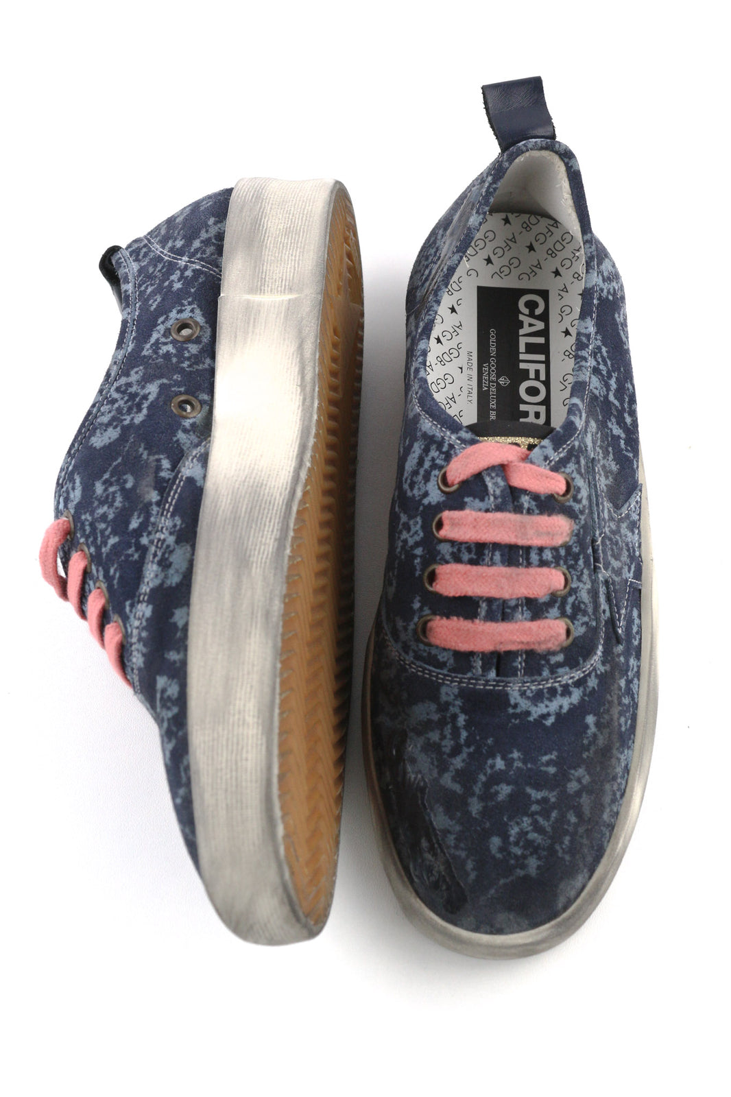 „GOLDEN GOOSE California“ moteriški sportbačiai, 39 dydis, mėlyni, sendinto rašto, su nėriniuotais bateliais, žema palaidine. 