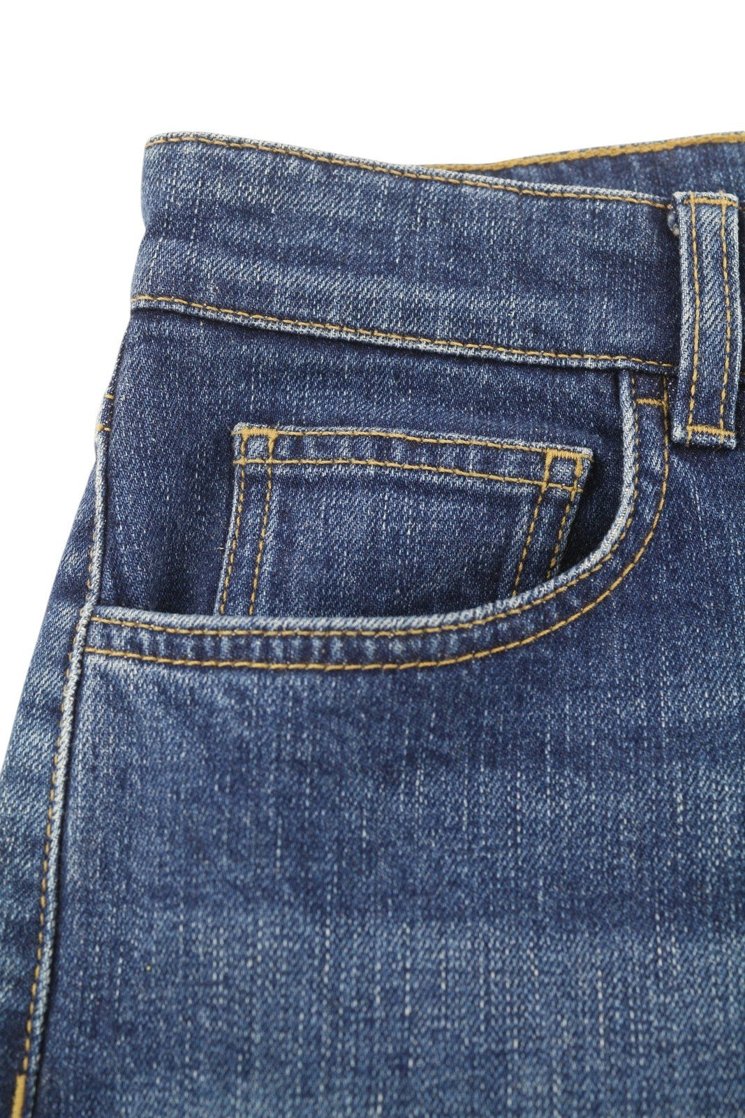 LIU JO moteriški džinsai W27 Washed Denim Blue Straight Fit aukštu juosmeniu su užtrauktuku ir logotipu 