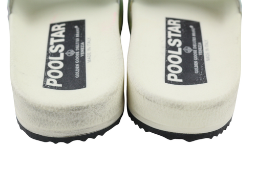 GOLDEN GOOSE Poolstar moteriškos šlepetės, 39 dydžio, blizgančios baltos, užmaunamos, vasarinės. 